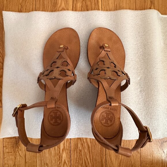 Tory Burch Brown Wedge Gladiator Sandals, Size 6 - Picture 5 of 5